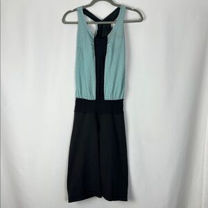 Lululemon Romp Her Black & Blue Polkadot Romper/Jumpsuit Size 4 Vintage